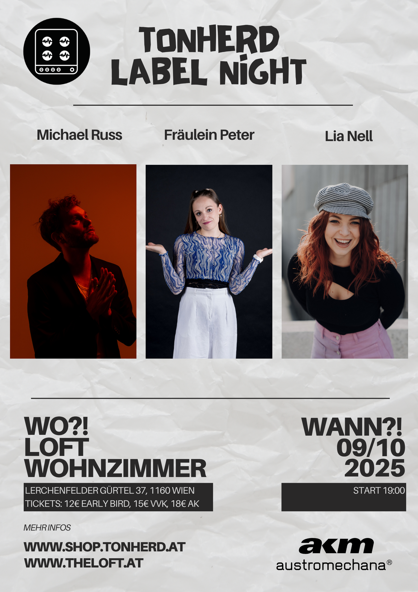 Tonherd Labelnight im Loft Wohnzimmer mit Michael Russ, Fräulein Peter und Lia Nell